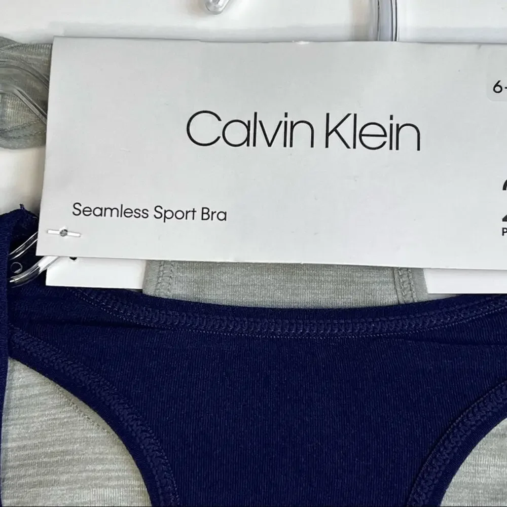 Calvin Klein Girls Seamless Sports Bra Two Pack Size 6-6x NWT